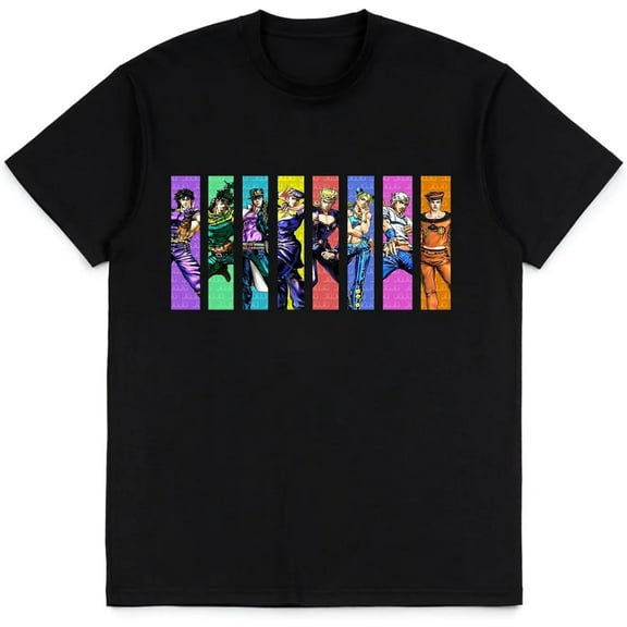 JoJo's Bizarre Adventure Shirt Trend Fashion Anime t-Shirt Unisex Short-Sleeved Tops Teen Fans Gifts Black tee Shirt