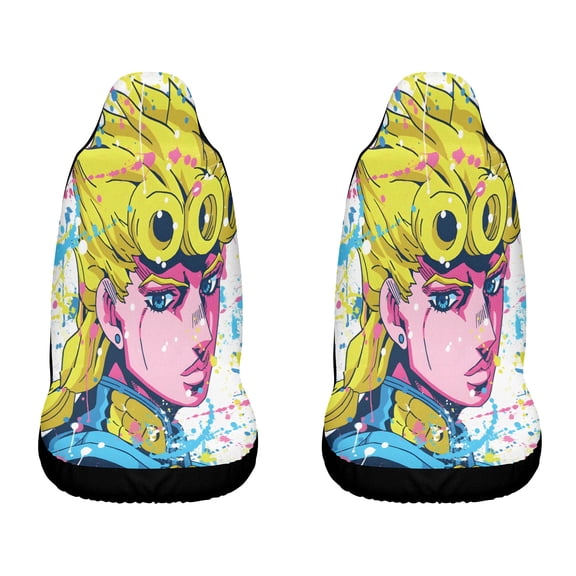 JoJo's Bizarre Adventure Themed Car Seat Covers Set of 2, Front Seat Accessories Protector Cover Cushion Auto Car Decor Stretch Elastic Universal Fit for Most Vehicle Car SUV Truck