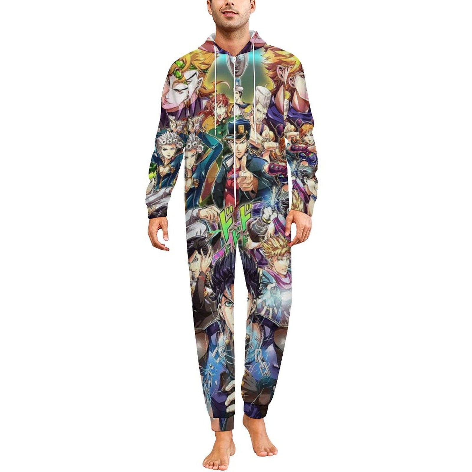 JoJo's Bizarre Adventure Unisex Onesie Pajamas Zipper Jumpsuit Hooded