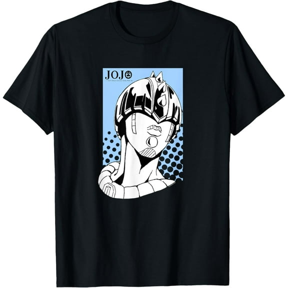 JoJo's Bizarre Adventure Zipper Man Head with Logo Anime T-Shirt Short Sleeve Crew Neck Soft Fitted Tees T-Shirt