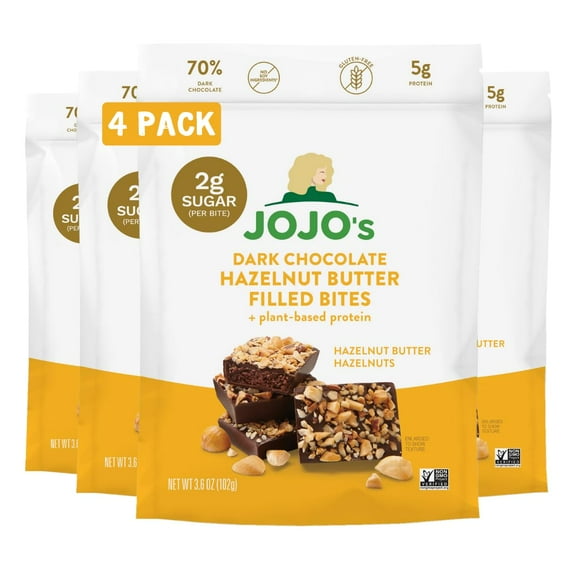 JoJo's Chocolate Bites Dark Chocolate Hazelnut 3.6 oz (Pack Of 6)