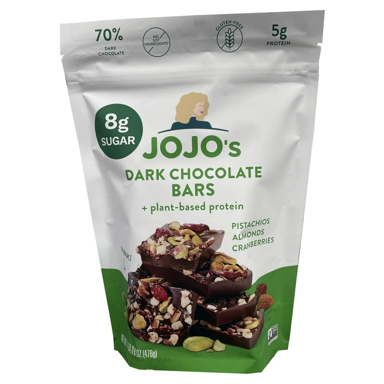 JOJO's Chocolate, Dark Chocolate Bars with Almonds and Pistachios