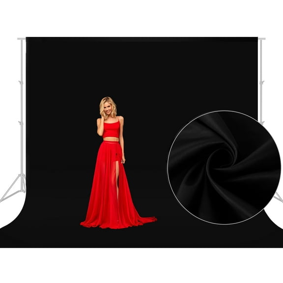 JoJocom 10x10 FT Large Black Backdrop Background for Photography, Photo Backdrop Curtain Drapes, High Density Polyester Fabric Black Screen for Party Portrait Video Photoshoots Booth Studio