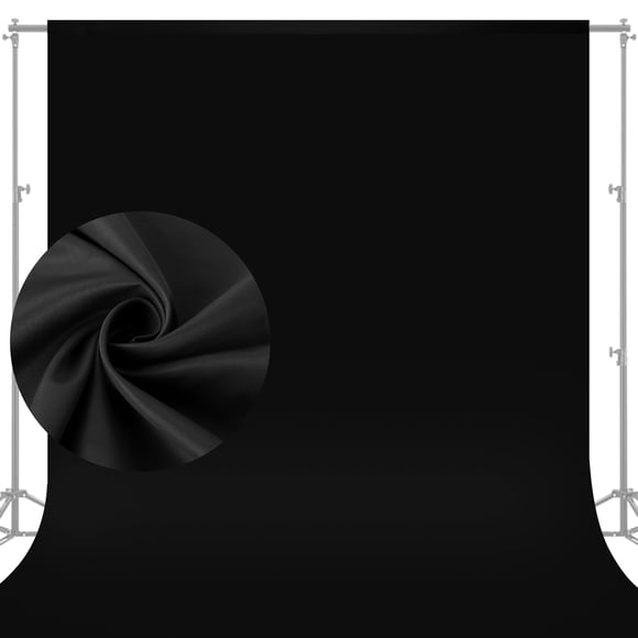 JoJocom 10x8 FT Black Backdrop Background for Photography, High Density Polyester Fabric Black Photo Backdrop Curtain Screen Collapsible Seamless for Shoot Portraits Party Studio Video