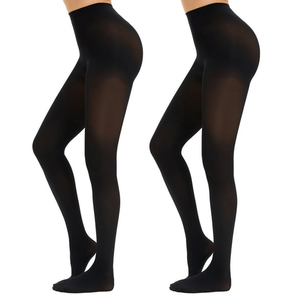 JoMaKaC 2 Pairs Women’s High-Waist Opaque Tights  80D Microfiber Control Top Pantyhose One Size