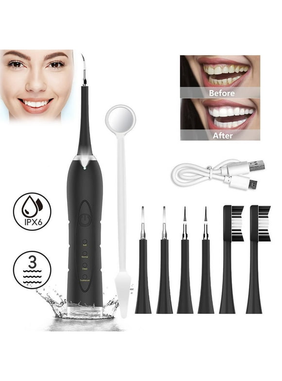 JoRocks Electric Dental Calculus Remover for Teeth, Dental Teeth Whitening Tool Kit with LED Light, Sonic Tartar and Plaque Remover for Teeth Cleaning with 3 Adjustable Modes, USB Rechargeable, Black