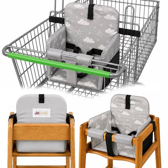 Shopping Cart Seat Cover for Baby, Grey Clouds | High Chair & Grocery Cart Seat Protector, Machine Washable Reusable Cart Liner & Swing Insert, Unisex, Soft, Portable