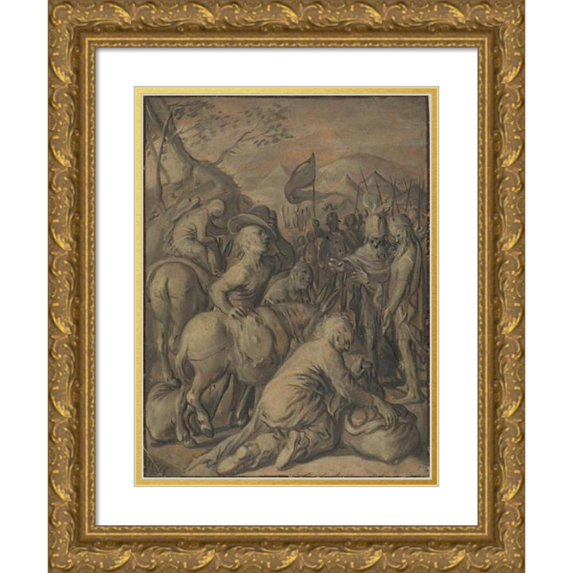 Joachim Beuckelaer 19x24 Gold Ornate Framed and Double Matted Museum Art Print Titled - The Trickery of the Gibeonites (1565)