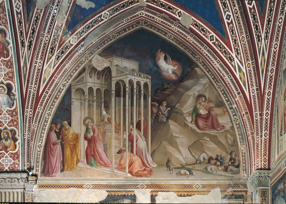 Joachim Expelled From The Temple And Annunciation To Joachim Canvas Art - (24 x 18)