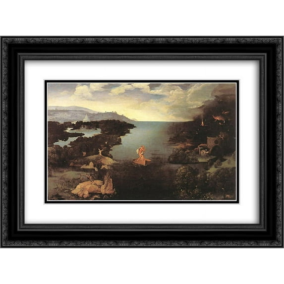 Joachim Patinir 2x Matted 24x18 Black Ornate Framed Art Print 'Charon'