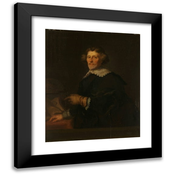 Joachim Von Sandrart 20x24 Black Modern Framed Museum Art Print Titled - Portrait of Pieter Corneliszoon Hooft, Bailiff of Muiden, Historian and Poet (1630 - 1700)