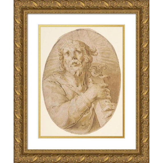 Joachim Wtewael 15x18 Gold Ornate Wood Frame and Double Matted Museum Art Print Titled - Christ with the Cross (ca. 1605-15)