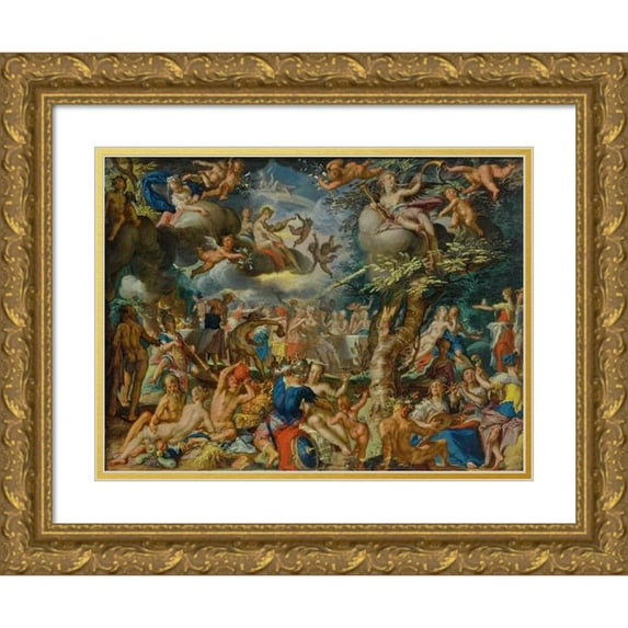 Joachim Wtewael 24x19 Gold Ornate Framed and Double Matted Museum Art Print Titled - A Banquet of the Gods