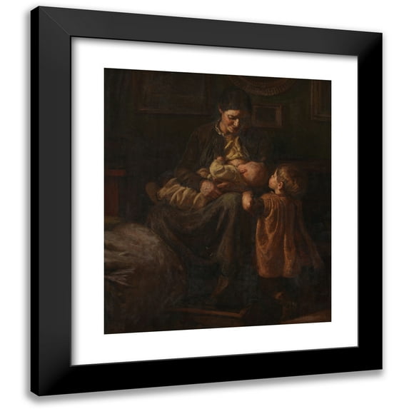 Joakim Skovgaard 12x14 Black Modern Framed Museum Art Print Titled - The Artist's Wife with Two Children (1889 - 1890)