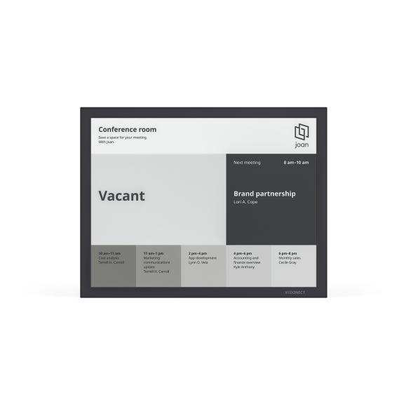 Joan 13 Wireless Meeting Room Scheduler: 13.3 Inch Tablet E Ink Carta Electronic Paper Screen (Black)