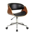 thumbnail image 1 of Joan 23 Inch Office Chair 360 Swivel Black Faux Leather and Brown Frame, 1 of 7