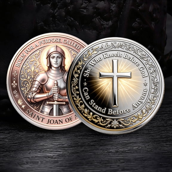 Joan of Arc Commemorative Coin, Historical Figure Faith Courage Tribute Token, Intricate Craftsmanship Motivational Religious Display for Anniversary Birthday Celebrations Devout Believers Collectors