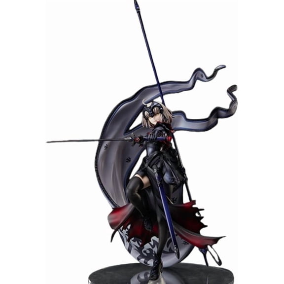 Joan of Arc Figure Long Gun Fighting Joan of Arc Anime Figures 24cm/9.4inch Handmade PVC Cartoon Manga Game Character Model Decoration Craft Gift (Black)