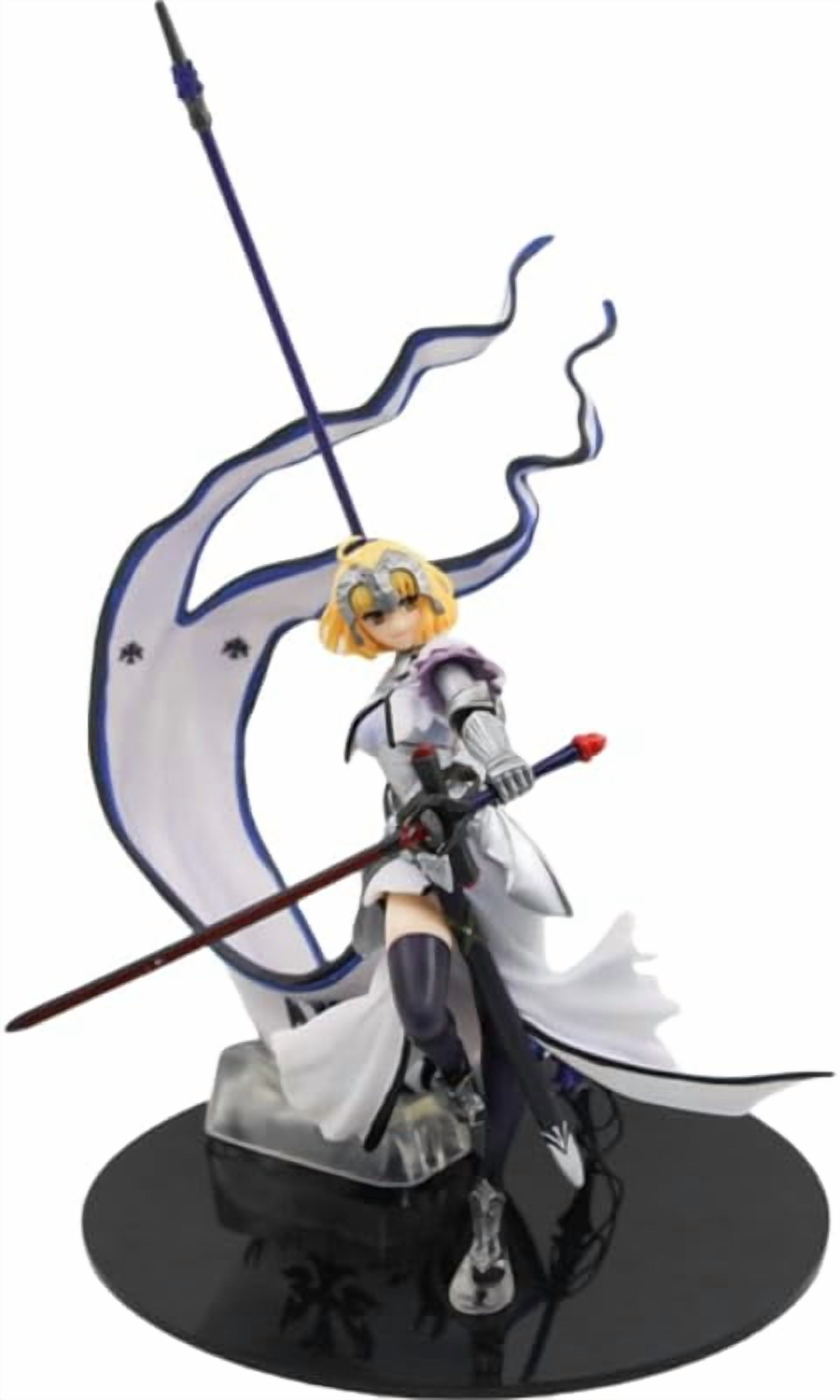 Joan of Arc Figure Long Gun Fighting Joan of Arc Anime Figures 24cm/9.4inch Handmade PVC Cartoon Manga Game Character Model Decoration Craft Gift (White)