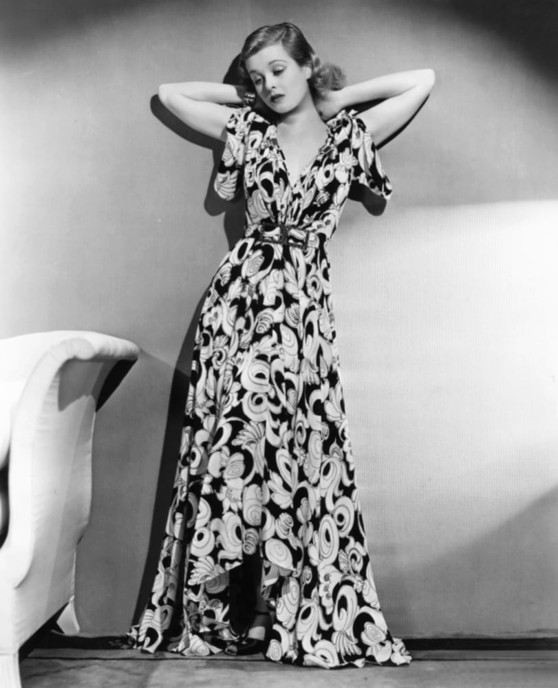 Joan Bennett In Scroll Motif Dinner Dress From I Magnin Canvas Art - (16 x 20)