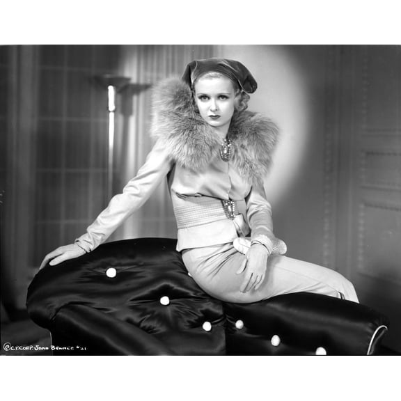 Joan Bennett on a Furry Collar sitting Portrait Photo Print (24 x 30)