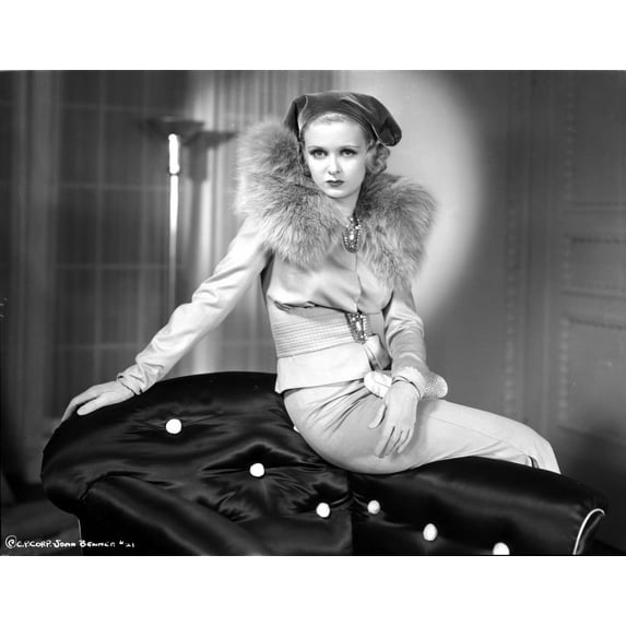 Joan Bennett on a Furry Collar sitting Portrait Photo Print (24 x 30)