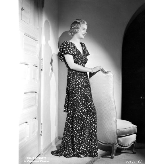 Joan Bennett wearing a Long Glittering Dress Photo Print (24 x 30)
