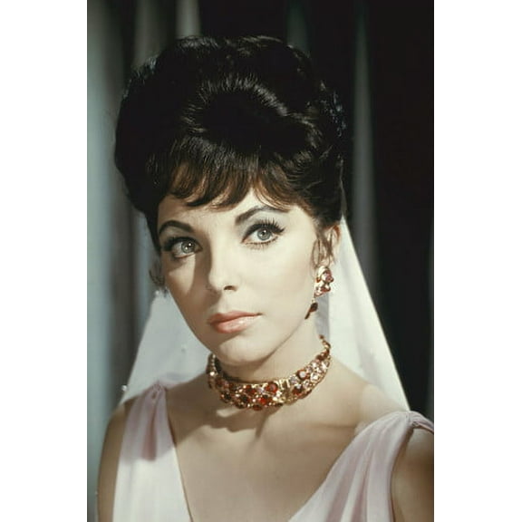 Joan Collins gorgeous head portrait veil necklace hair up 24x36 Poster