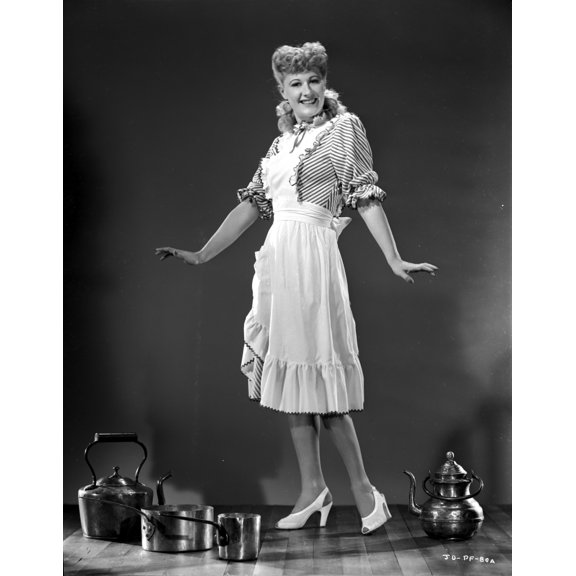 Joan Davis posed in Maid Outfit in Black and White Photo Print (8 x 10)