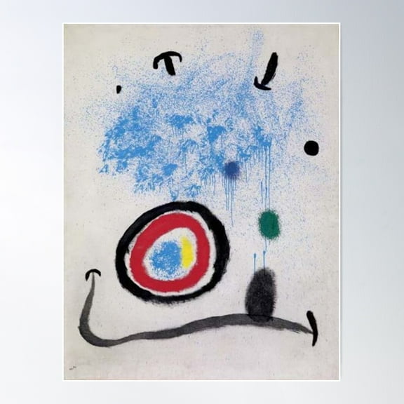 Joan Miro Blue Splash Poster Wall Art, Modern Wall Decor For Living Room Bedroom, 8x12 UNFRAMED
