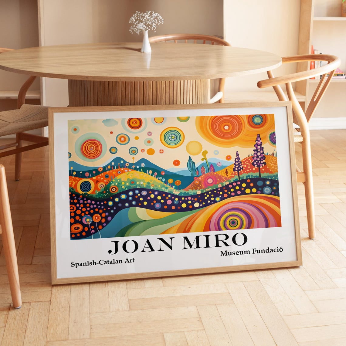 Spain Abstract Joan Miro Inspired Vibrant Abstract Landscape Wall Art Print, Spanish ...