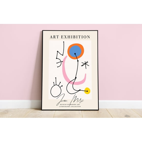 Joan Miro Print, Colourful Artist Exhibition Poster, Abstract Modern Print, Museum Print, Fashion, Retro, Office, Painting Art, Dining Room Wall Decor Ideas, Art Deco Frameless 20x30inch