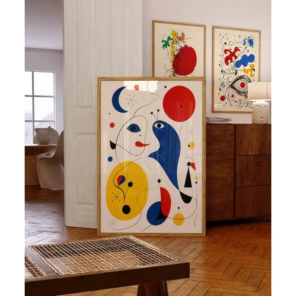 Joan Miro Surrealist Abstract Wall Art Colorful Mid Century Decor Unframed Paper Print