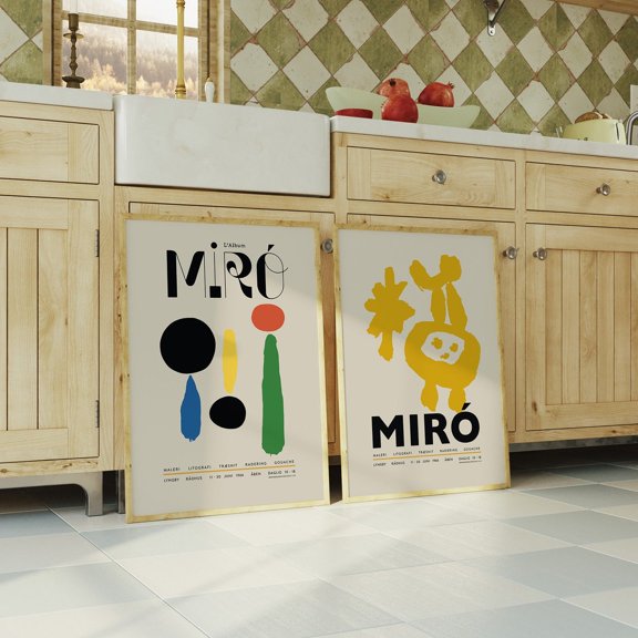 Joan Miro Wall Art Print Set Of 2 With Modern Museum Gallery Decor