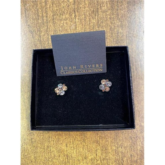 Joan Rivers Earring multi colored crystal boxed round pierced NWT