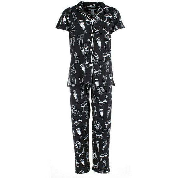 Joan Vass Champagne Cheers Short Sleeve Pajama Set (Women)