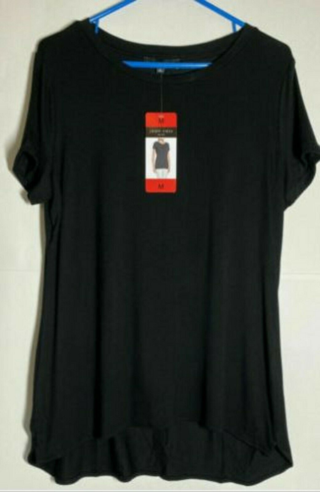 Joan Vass New York Women's Short Sleeve Long T-Shirt (Black, Small)