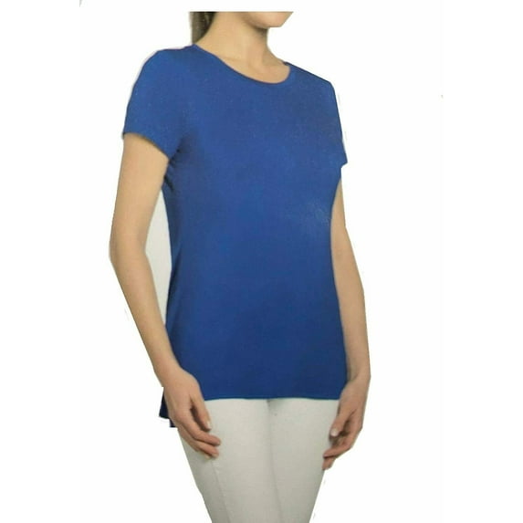 Joan Vass New York Women's Short Sleeve Long T-Shirt (Meridian Blue, Small)
