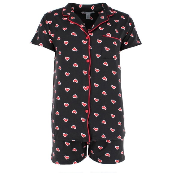 Joan Vass  Valentines Heart Short Sleeve Pajama Set (Women)