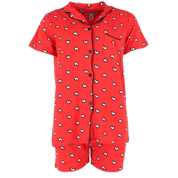 Joan Vass  Valentines Heart Short Sleeve Pajama Set (Women)