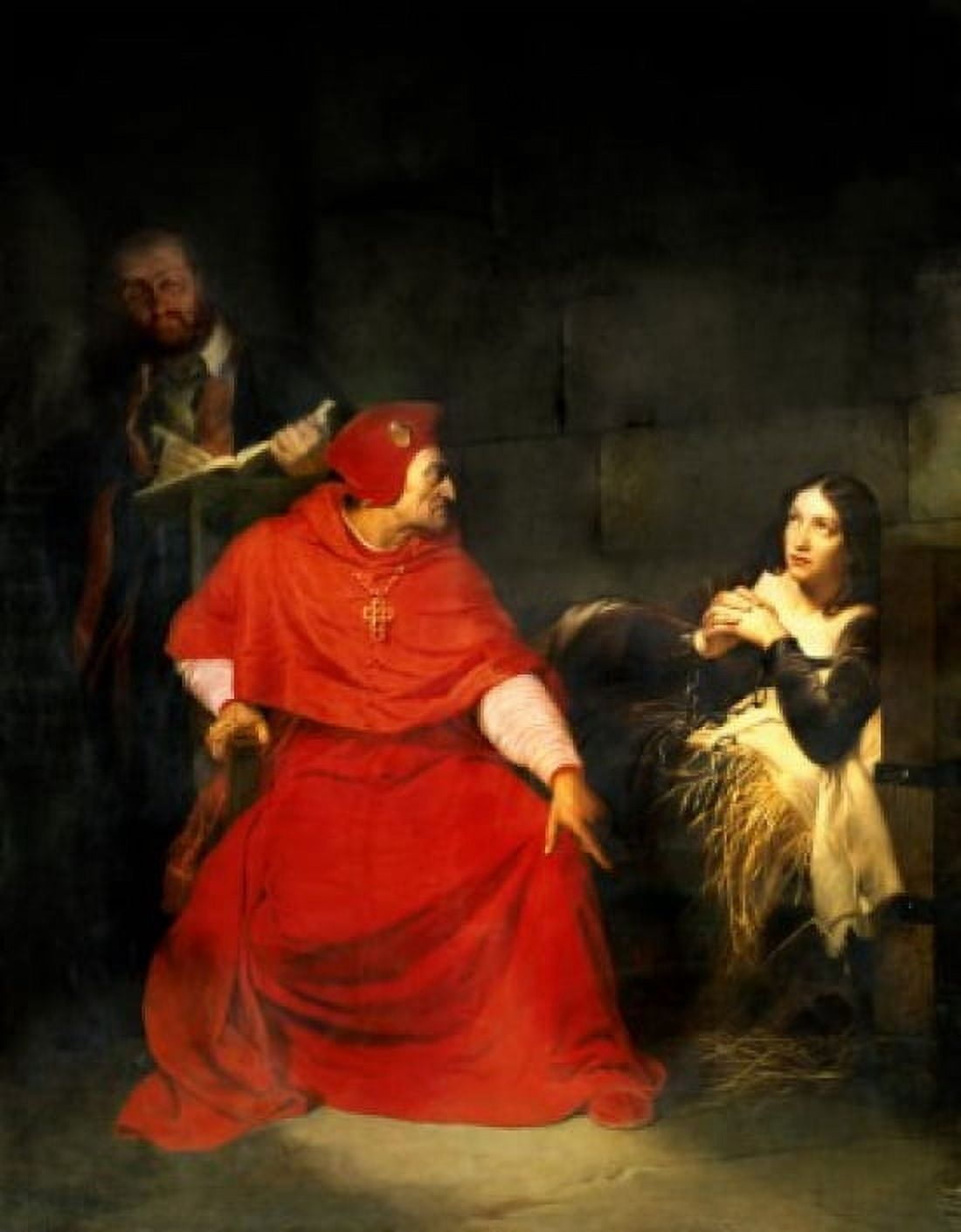 Joan of Arc and the Cardinal of Winchester 1824 Paul Delaroche (1797-1856French) Musee des Beaux-Arts Rouen Canvas Art - Paul Delaroche (18 x 24)