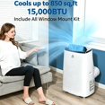 thumbnail image 1 of JoanKaren 15000 BTU Portable Air Conditioner w/ DIY Window Kit,Cools Room up to 850 Sq. ft,3-in-1 Energy-Saving Smart Floor Standing AC Unit with Cooling,Dehumidifier & Fan, 1 of 9