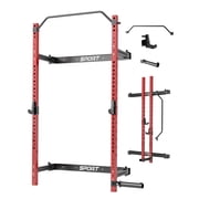 JoanKaren 2.36" x 2.36" Folding Power Rack for Home Gym ,1000lbs Capacity Steel Frame Wall Mounted Squat Rack,Black