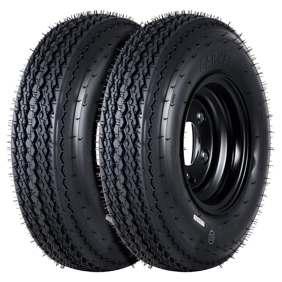 JoanKaren 2 Pack 4.80-8 Trailer Tires with 8" Rims,Load Range C 6PR, 4 Lug 4" Bolt Pattern,Trailer Tire and Wheel Assembly for Utility and Boat Trailers