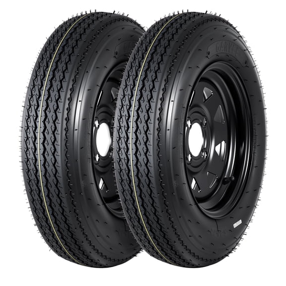 JoanKaren 2 Pack 5.30-12 Trailer Tires with 12" Rims,Load Range C 6PR, 4 Lug 4" Bolt Pattern,Heavy Duty Tires for Boat,Camper & Utility Trailers