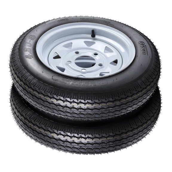 JoanKaren 2 Pack Trailer Tires,4.80-8 4.80x8 480-8 4.80-8 Trailer Tires with 8'' Rims, 5 Lug on 4.5'', Load Range C, 6PR