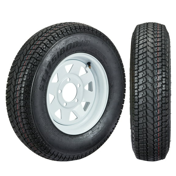JoanKaren  2-Pack Trailer Tires Rims ST175/80D13 175 80 13 Tire, , 5 Lug on 4.5", White Spoke Wheel Load Range C, 6 PLY