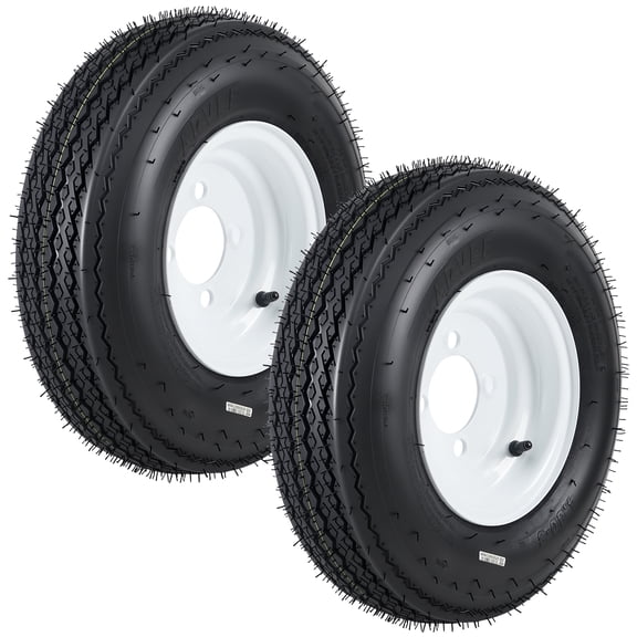 JoanKaren 2 pack 4.80-8 4.80x8 480-8 Trailer Tire and Wheel Assembly,4 Lug White Modular Wheel,Load Range C 6PR,8" Tires for Utility,Boat,Camper Trailers