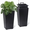 thumbnail image 1 of JoanKaren 22.5 Inch Tall Planters Set of 2,Indoor＆ Outdoor Self Watering Pot,High Front Porch Planter Pots with Drainage Holes＆Water Level Monitor＆Inner Bucket,Black, 1 of 10
