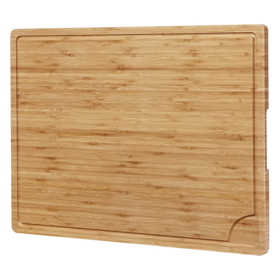 JoanKaren 24x18" Extra Larg Bamboo Cutting Board with Deep Juice Grooves & Built In Handles,Reversible Butcher Block Cutting Board